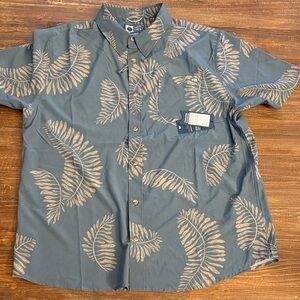 Salty Crew Blue and Beige Leaf Print Shirt